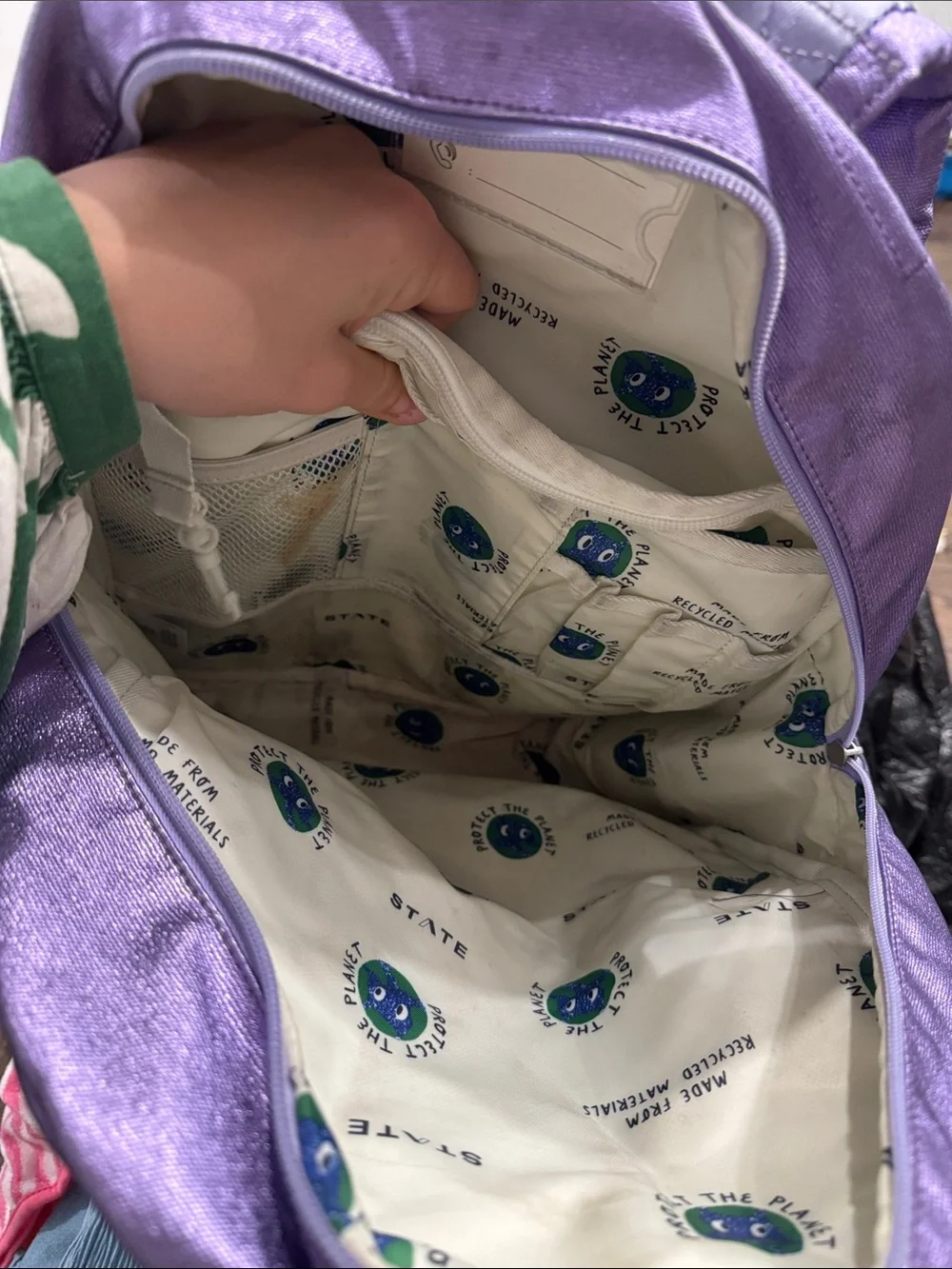 STATE Kids Lavender Backpack with Pink and Magenta Heart Patches